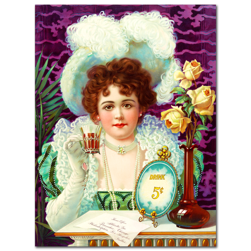 Aesthetic vintage woman, Drink Advertising, 1890