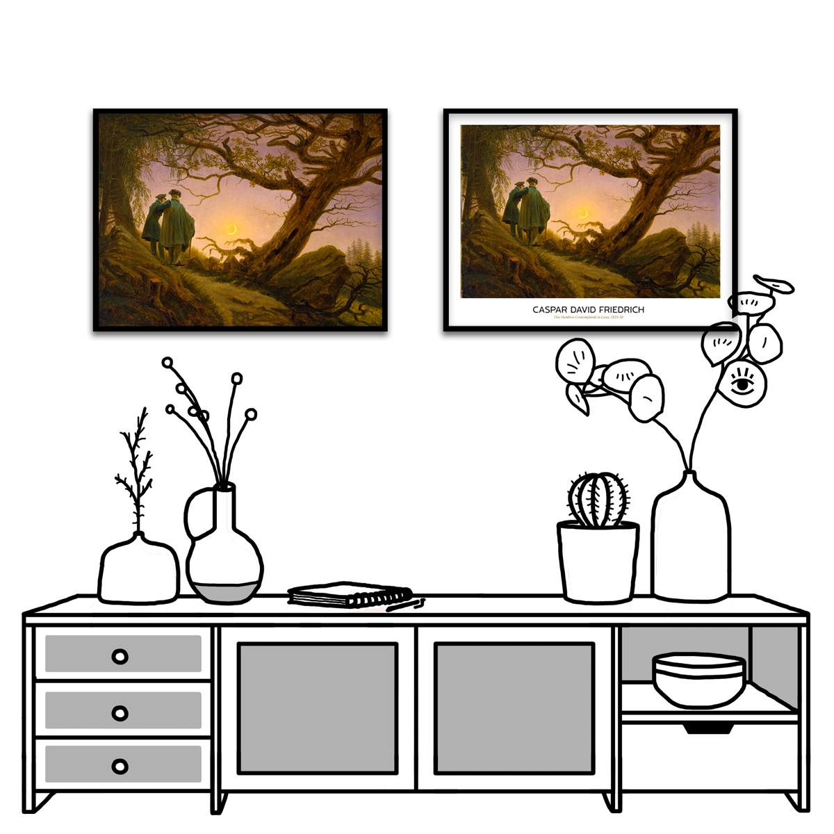 Caspar David Friedrich, Two men contemplating the Moon, 1825-30