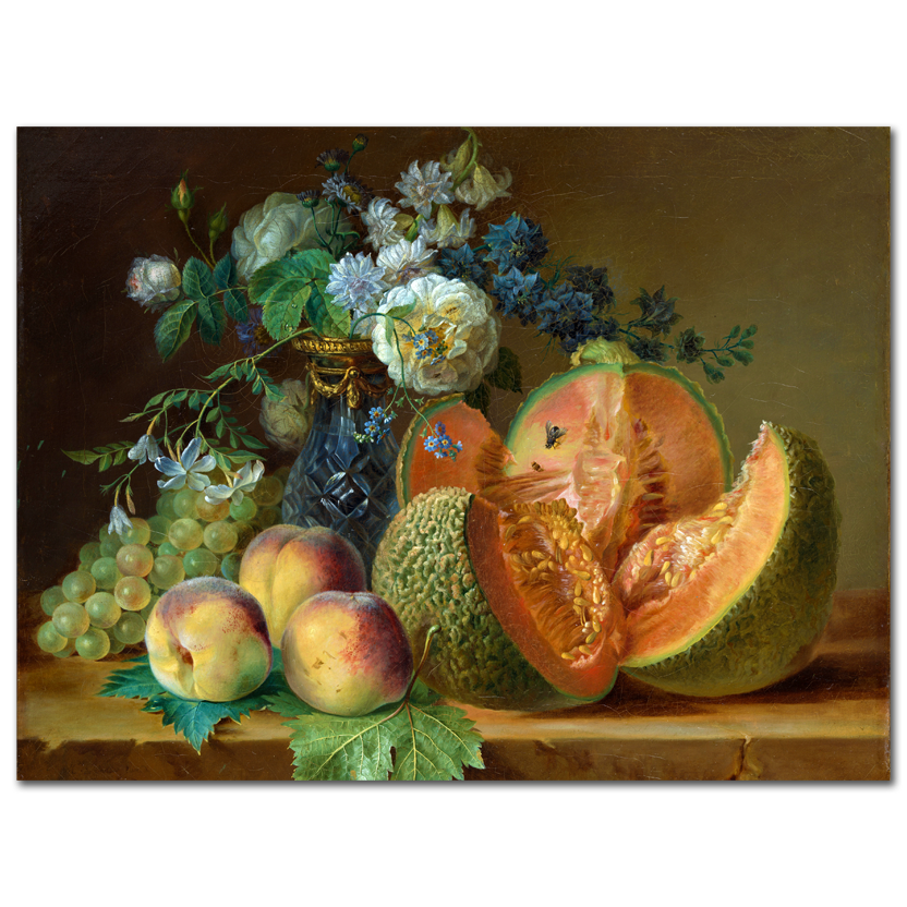 Marquise de Grollier, Vase of Flowers Melon Peaches and Grapes, 1780