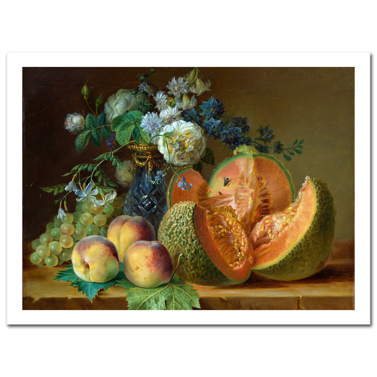 Marquise de Grollier, Vase of Flowers Melon Peaches and Grapes, 1780