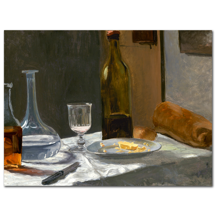 Claude Monet, Bottle, Carafe, bread and Wine, 1862