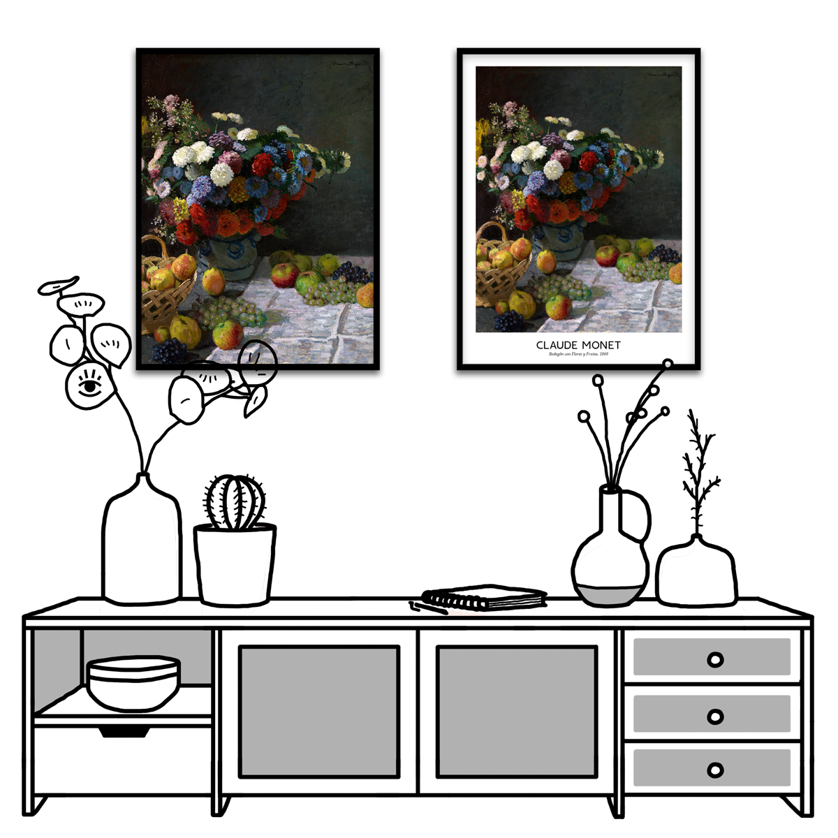 Claude Monet, Still Life with Flowers and Fruit, 1869