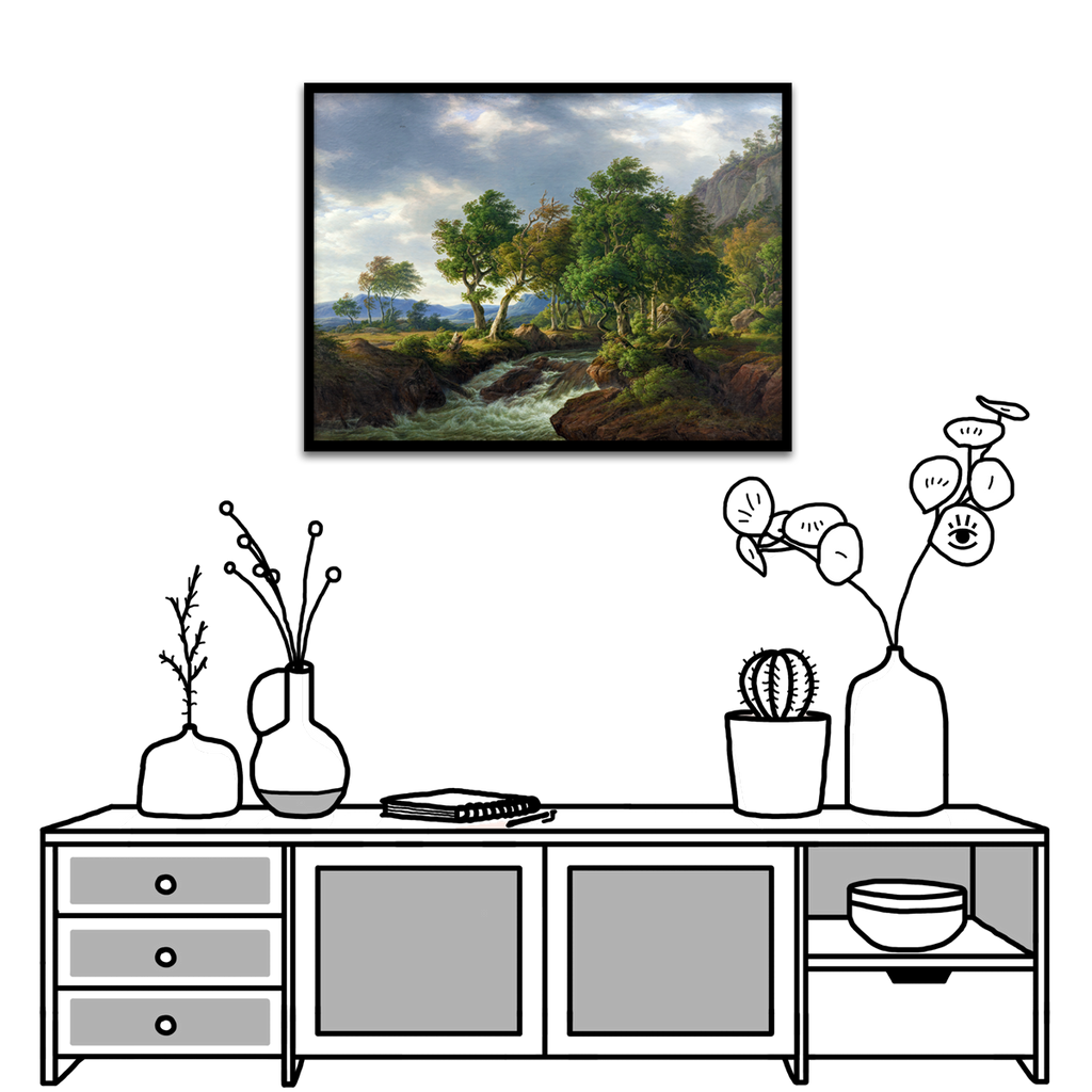 F.C. Kiærskou, Rocky Landscape, Djupadal in Bleking, 1855