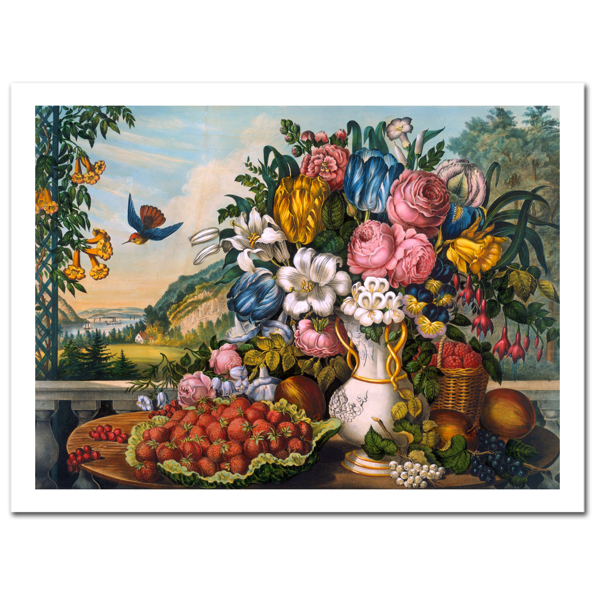 F. Bond Palmer, Landscape, Fruit and Flowers 1862