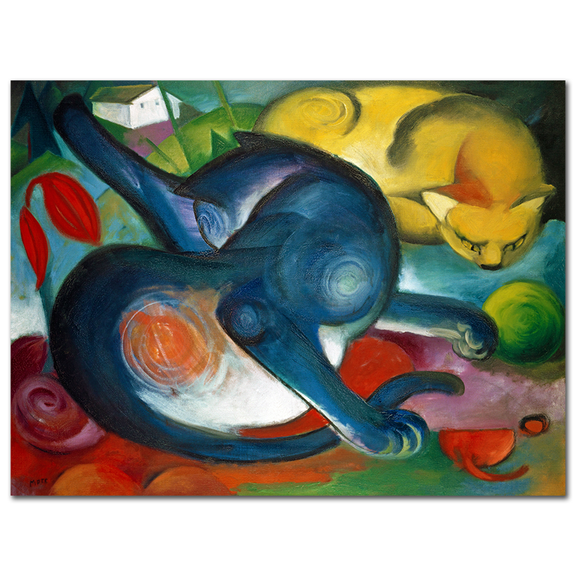 Franz Marc, Two cats, blue and yellow, 1912