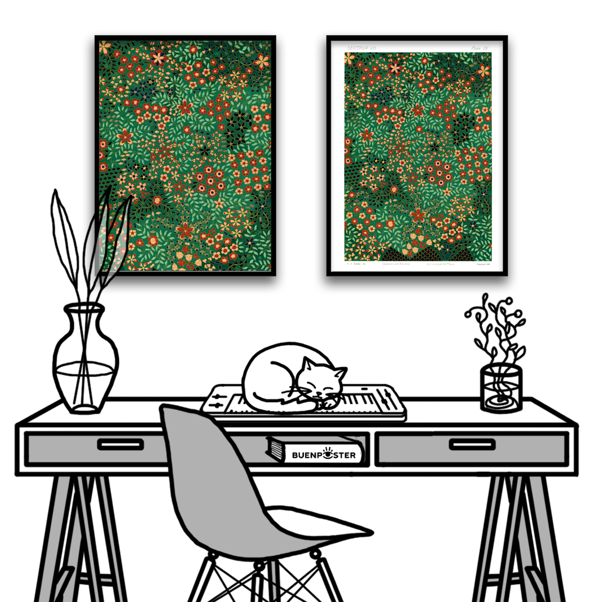 G.A. Audsley, Japanese floral print pattern, 1884