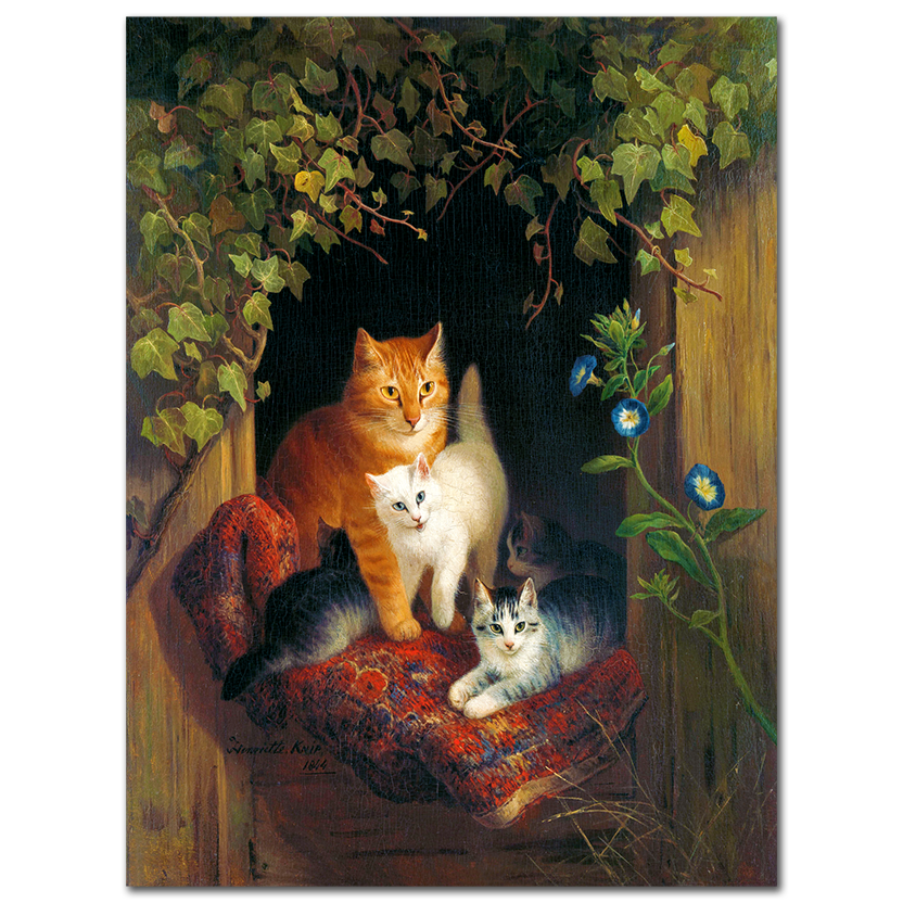 Henriëtte Ronner, Cat with Kittens, 1844