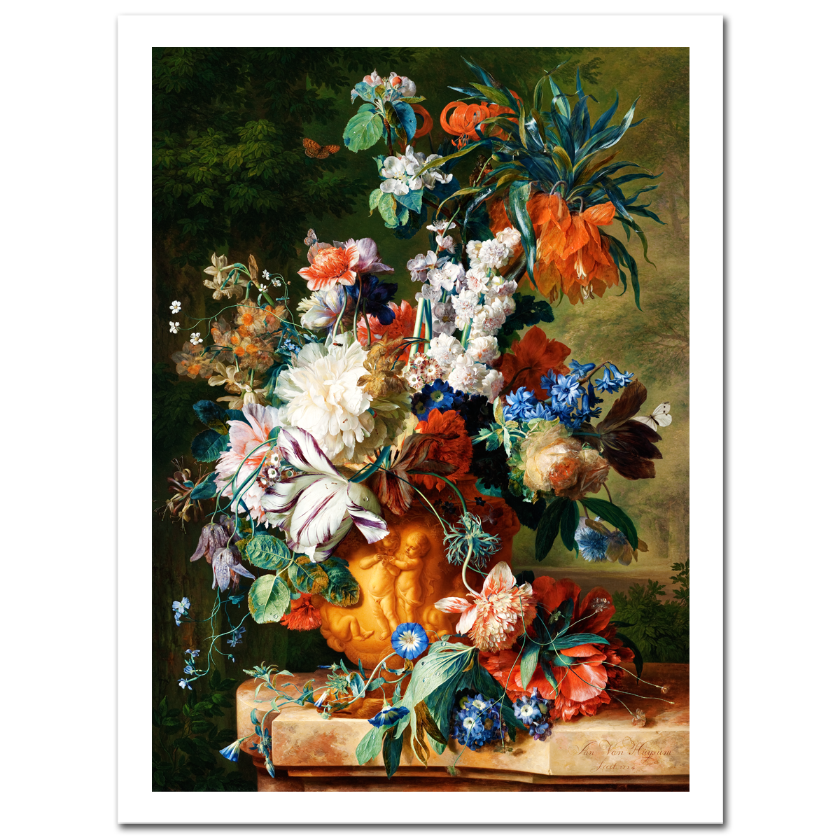 Jan van Huysum, Bouquet of Flowers in an Urn, 1724