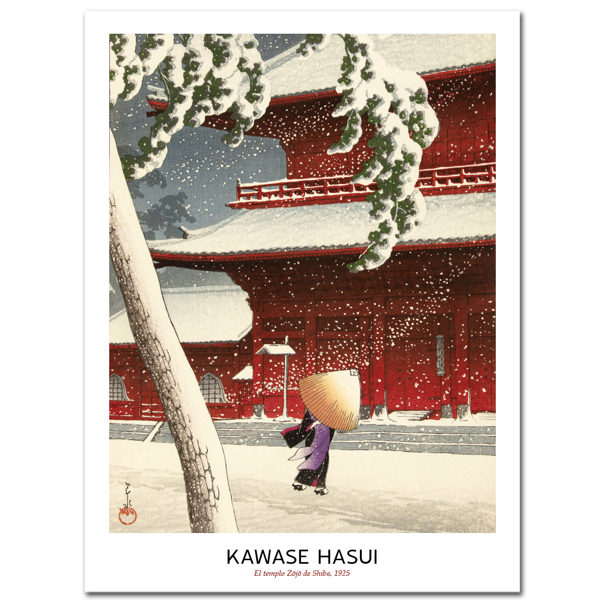 K. Hasui & W. Shōzaburō, Het Zojo heiligdom in Shiba, 1925