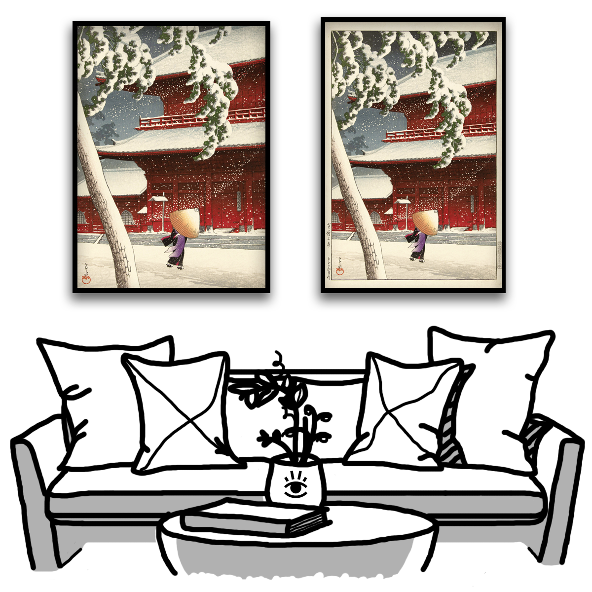 K. Hasui & W. Shōzaburō, Het Zojo heiligdom in Shiba, 1925