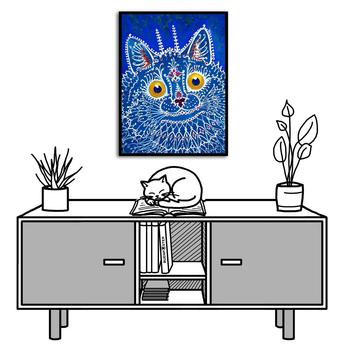 Louis Wain, A Cat in Gothic Style, 1925-39