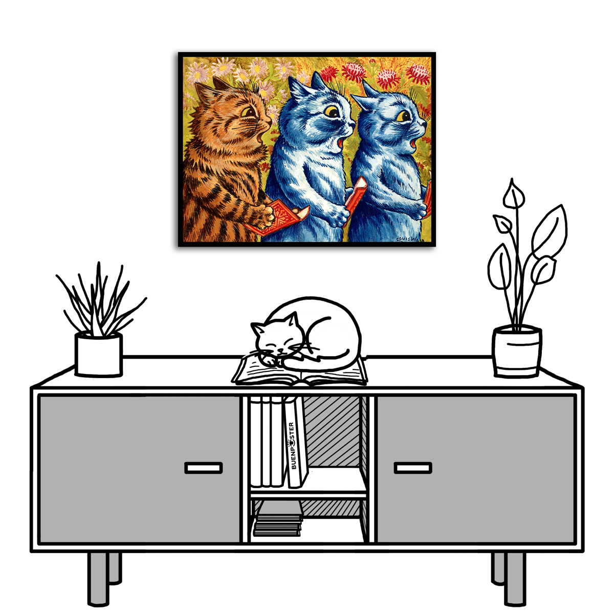 Louis Wain, Three Cats Singing, 1925-39