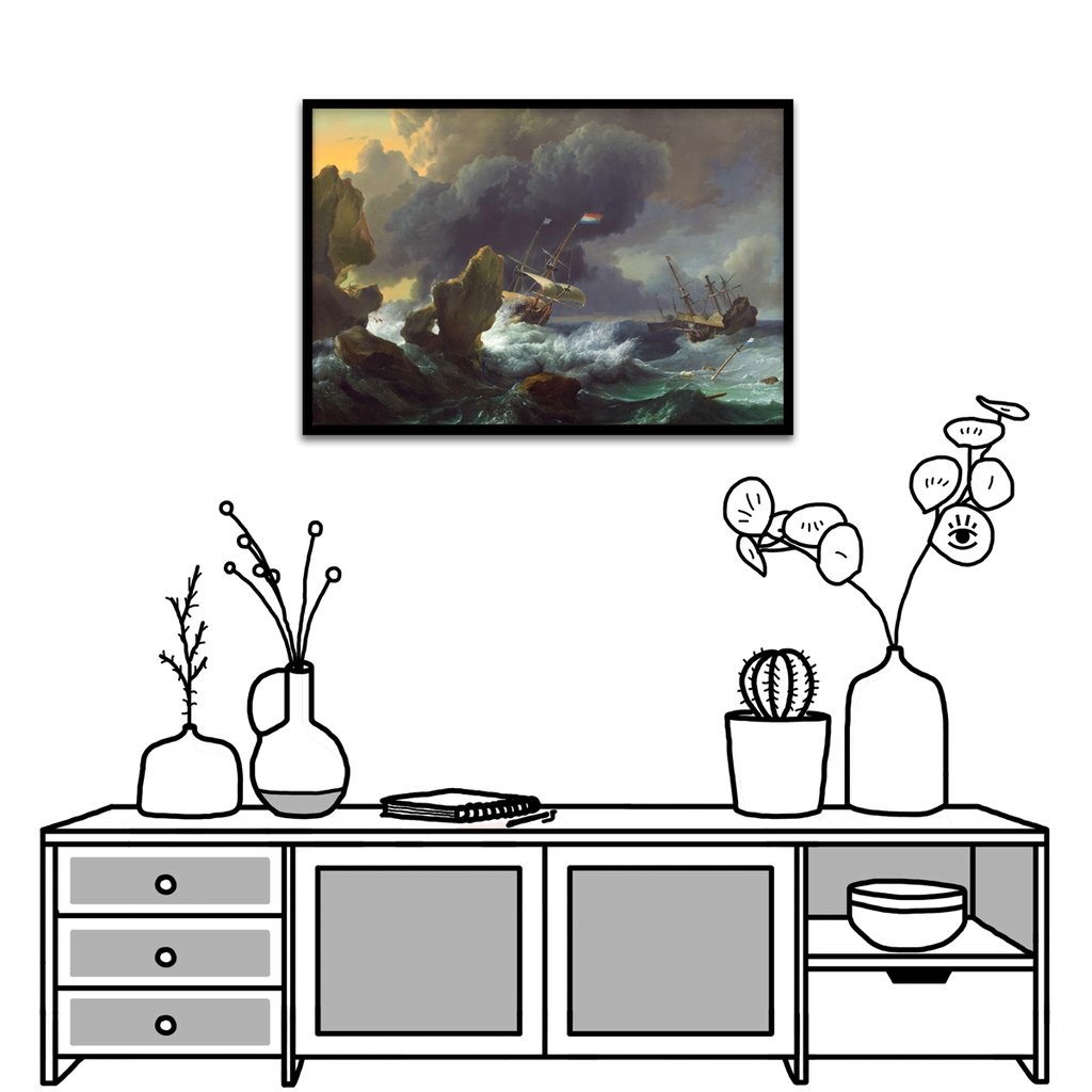 Ludolf Backhuysen, Ships in Distress off a Rocky Coast, 1667