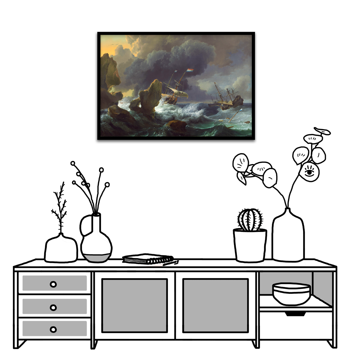 Ludolf Backhuysen, Ships in Distress off a Rocky Coast, 1667
