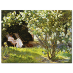 P.S. Krøyer, Roses. Marie Krøyer seated in the deckchair in the garden, 1893