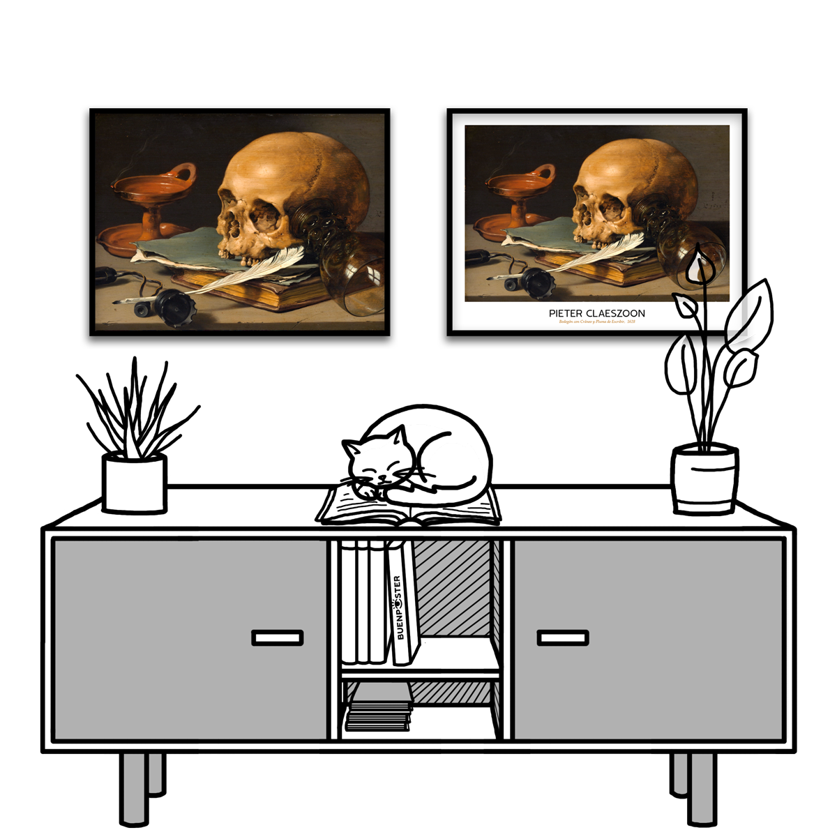 Pieter Claesz, Skull and a Writing Quill, 1628