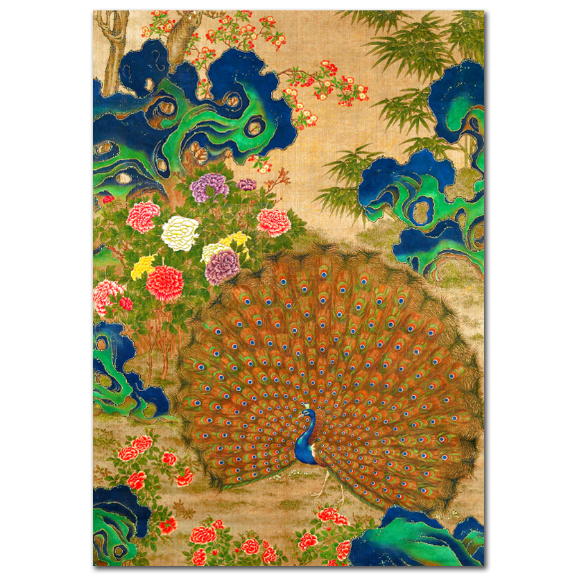 Desconocido, Chinese peacock and flowers, 17th century