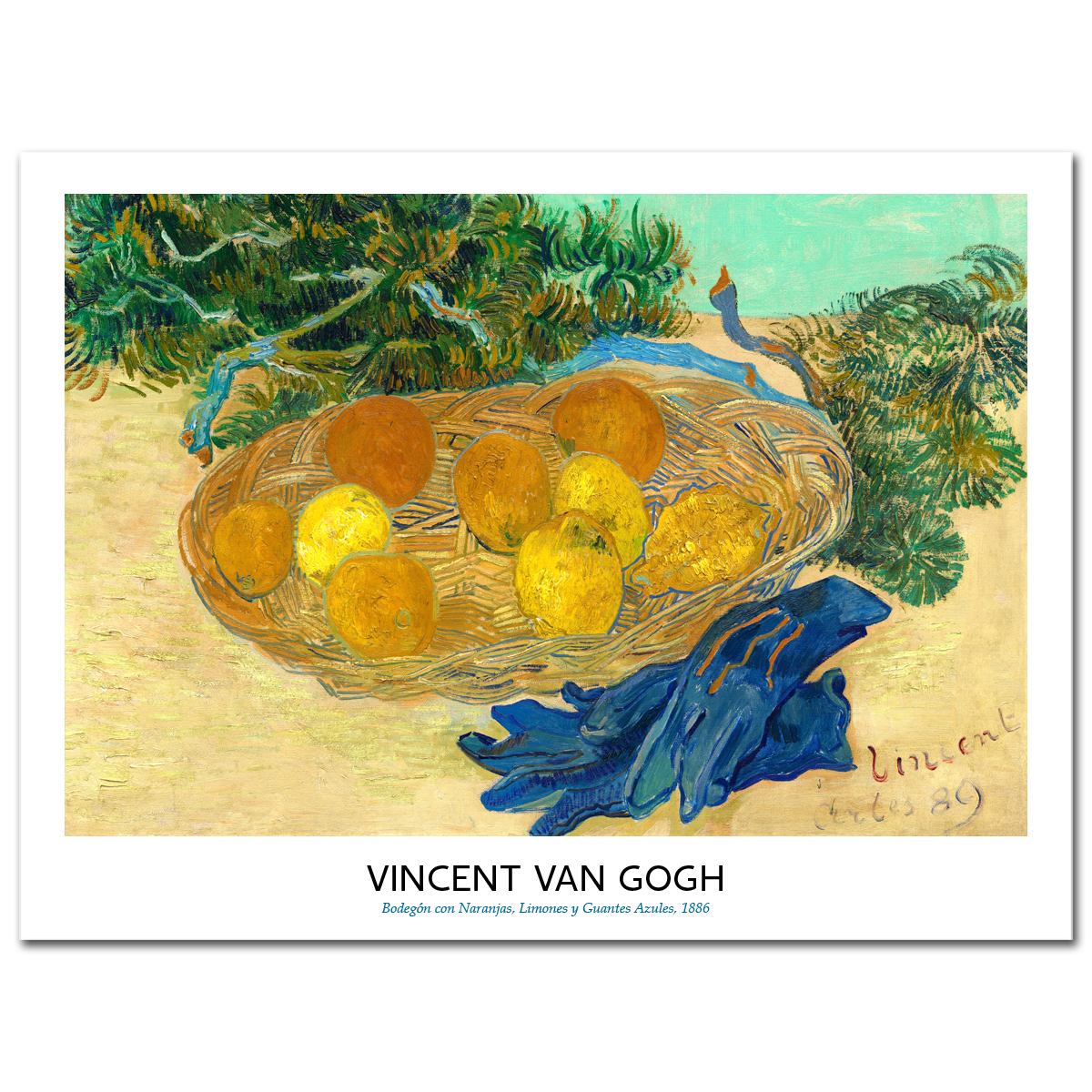 Vincent Van Gogh, Oranges and lemons with blue gloves, 1889