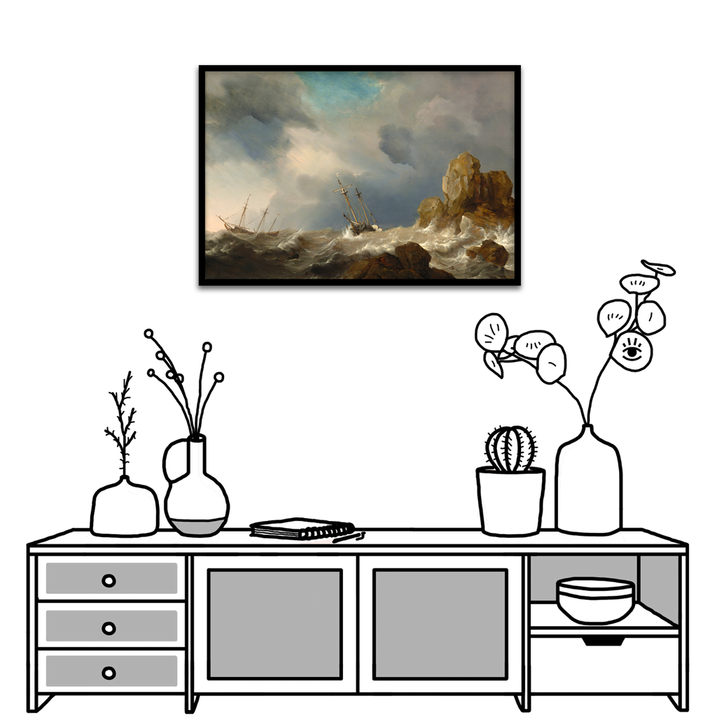Willem van de Velde, Ships in a Gale, 1660